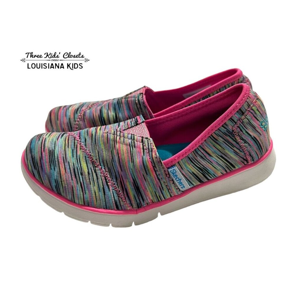 Skechers Sz 11 Pink Colorful Memory Foam Slip-On Sneakers